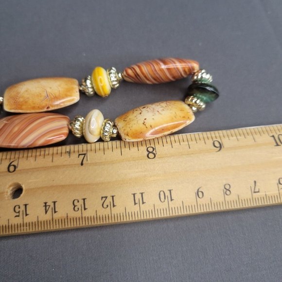 Womens Jewelry Multicolor Flat & Round Bead Fashion Necklace Lobster Clasp 18 in - Picture 6 of 7